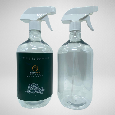 66 PCS 1L DROPPER ROUND CLEAR PET BOTTLE + WHITE REGULAR TRIGGER SPRAY Default Title