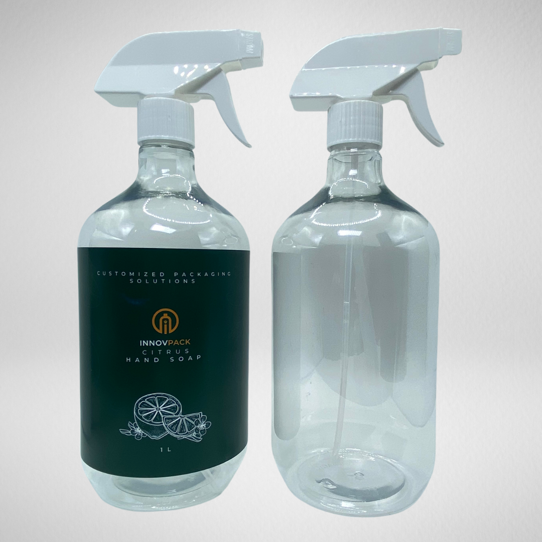 66 PCS 1L DROPPER ROUND CLEAR PET BOTTLE + WHITE REGULAR TRIGGER SPRAY Default Title