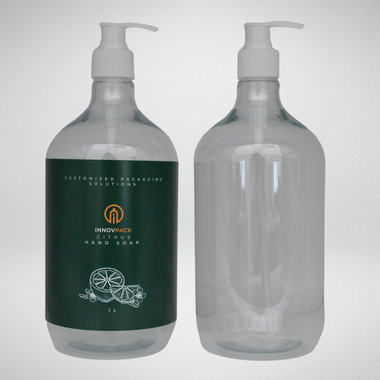 66 PCS 1L DROPPER ROUND CLEAR PET BOTTLE + WHITE LOTION PUMP Default Title