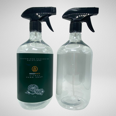 66 PCS 1L DROPPER ROUND CLEAR PET BOTTLE + BLACK REGULAR TRIGGER SPRAY Default Title