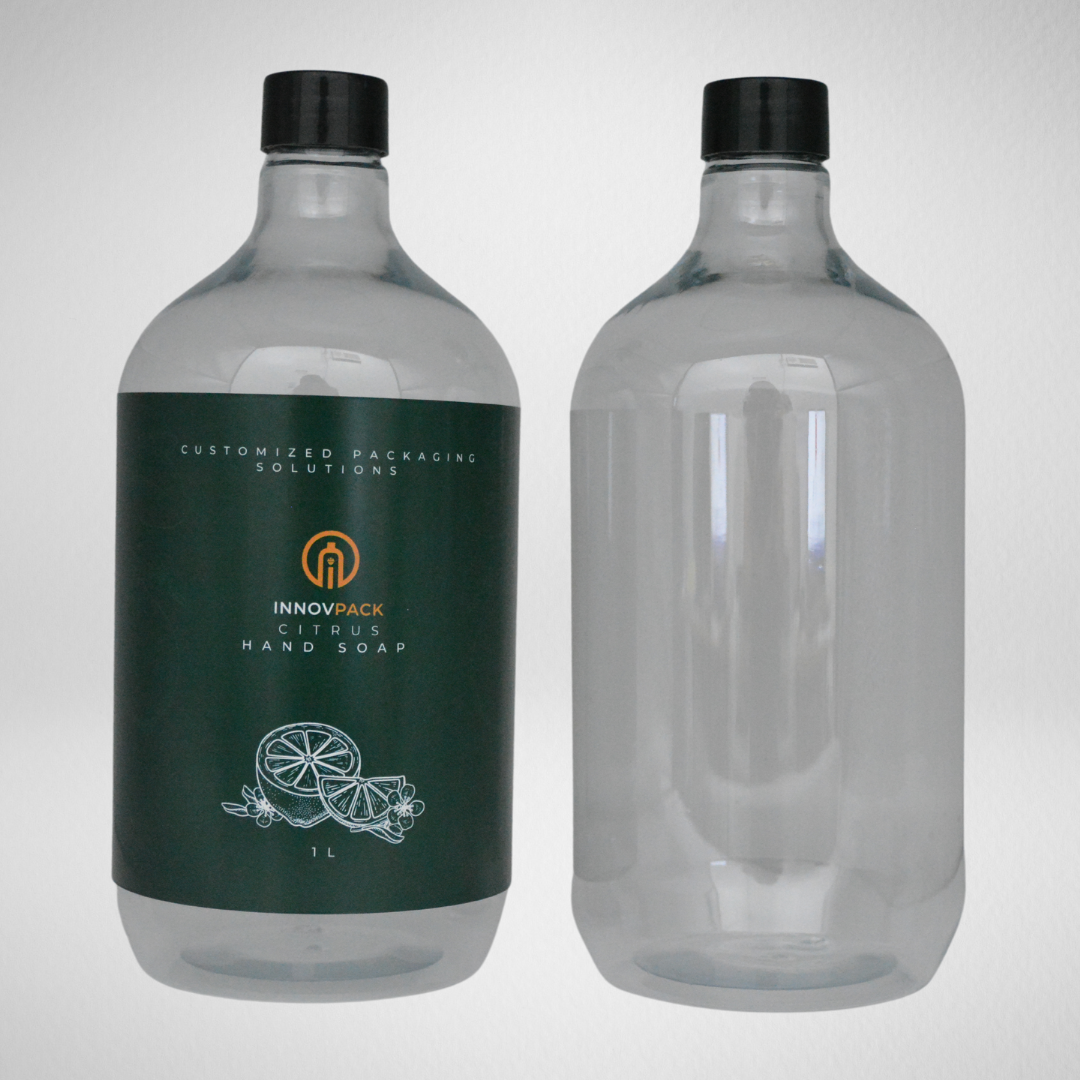 NO DATA YET PCS 1L DROPPER ROUND CLEAR PET BOTTLE + BLACK SCREW CAP Default Title