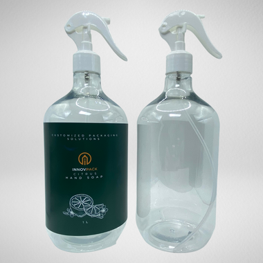 66 PCS 1L DROPPER ROUND CLEAR PET BOTTLE + WHITE MINI TRIGGER SPRAY Default Title