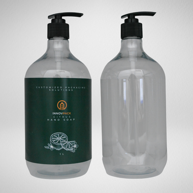 66 PCS 1L DROPPER ROUND CLEAR PET BOTTLE + BLACK LOTION PUMP Default Title