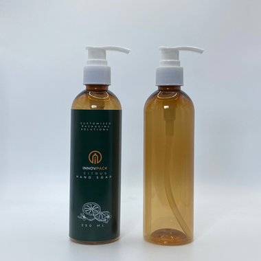 288 PCS 250ML COSMO ROUND AMBER PET BOTTLE + WHITE LOTION PUMP Default Title