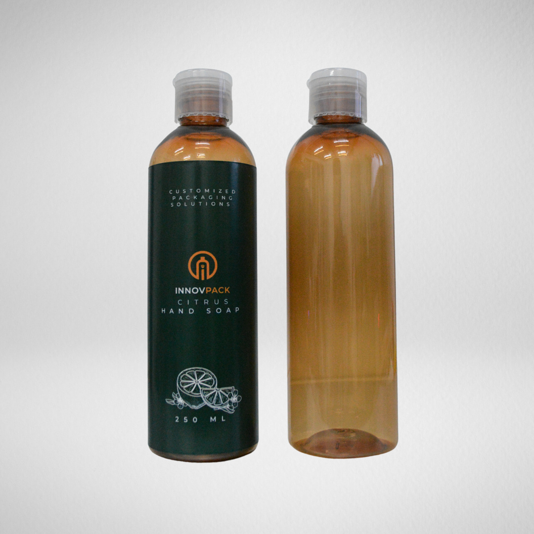 288 PCS 250ML COSMO ROUND AMBER PET BOTTLE + TRANSLUCENT FLIP TOP CAP Default Title