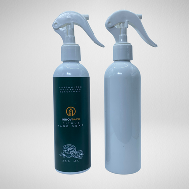 288 PCS 250ML COSMO ROUND WHITE PET BOTTLE + WHITE MINI TRIGGER SPRAY Default Title