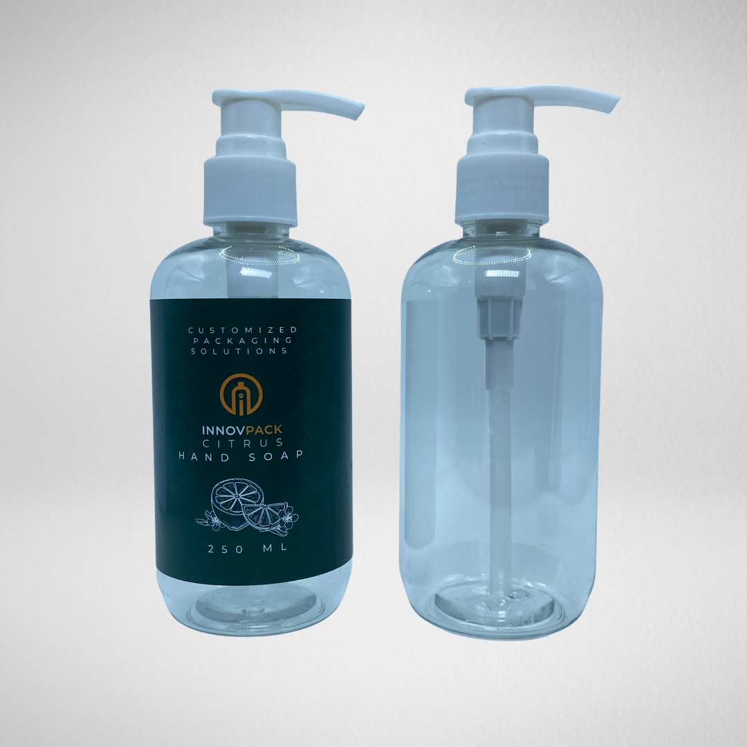 221 PCS 250ML BOSTON ROUND CLEAR PET BOTTLE + WHITE LOTION PUMP Default Title