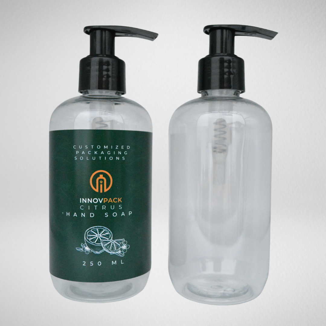 221 PCS 250ML BOSTON ROUND CLEAR PET BOTTLE + BLACK LOTION PUMP Default Title