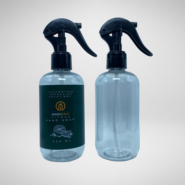 221 PCS 250ML BOSTON ROUND CLEAR PET BOTTLE + BLACK MINI TRIGGER SPRAY Default Title