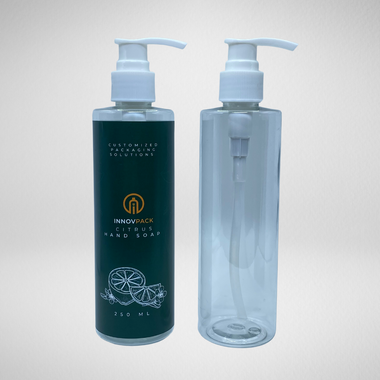 265 PCS 250ML CYLINDRICAL CLEAR PET BOTTLE + WHITE LOTION PUMP Default Title