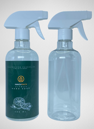 136 PCS 500ML DROPPER ROUND CLEAR PET BOTTLE + WHITE REGULAR TRIGGER SPRAY Default Title