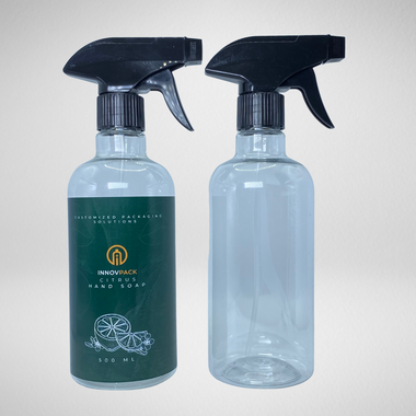 136 PCS 500ML DROPPER ROUND CLEAR PET BOTTLE + BLACK REGULAR TRIGGER SPRAY Default Title