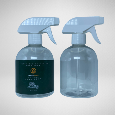 103 PCS 500ML BELL ROUND CLEAR PET BOTTLE + WHITE REGULAR TRIGGER SPRAY Default Title