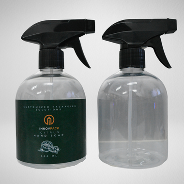 103 PCS 500ML BELL ROUND CLEAR PET BOTTLE + BLACK REGULAR TRIGGER SPRAY Default Title