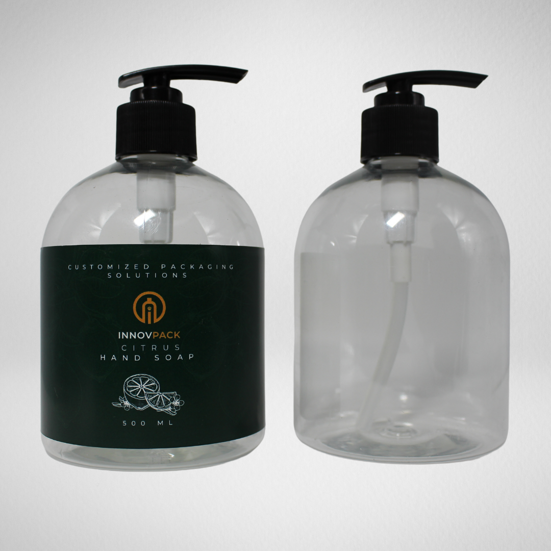 103 PCS 500ML BELL ROUND CLEAR PET BOTTLE + BLACK LOTION PUMP Default Title