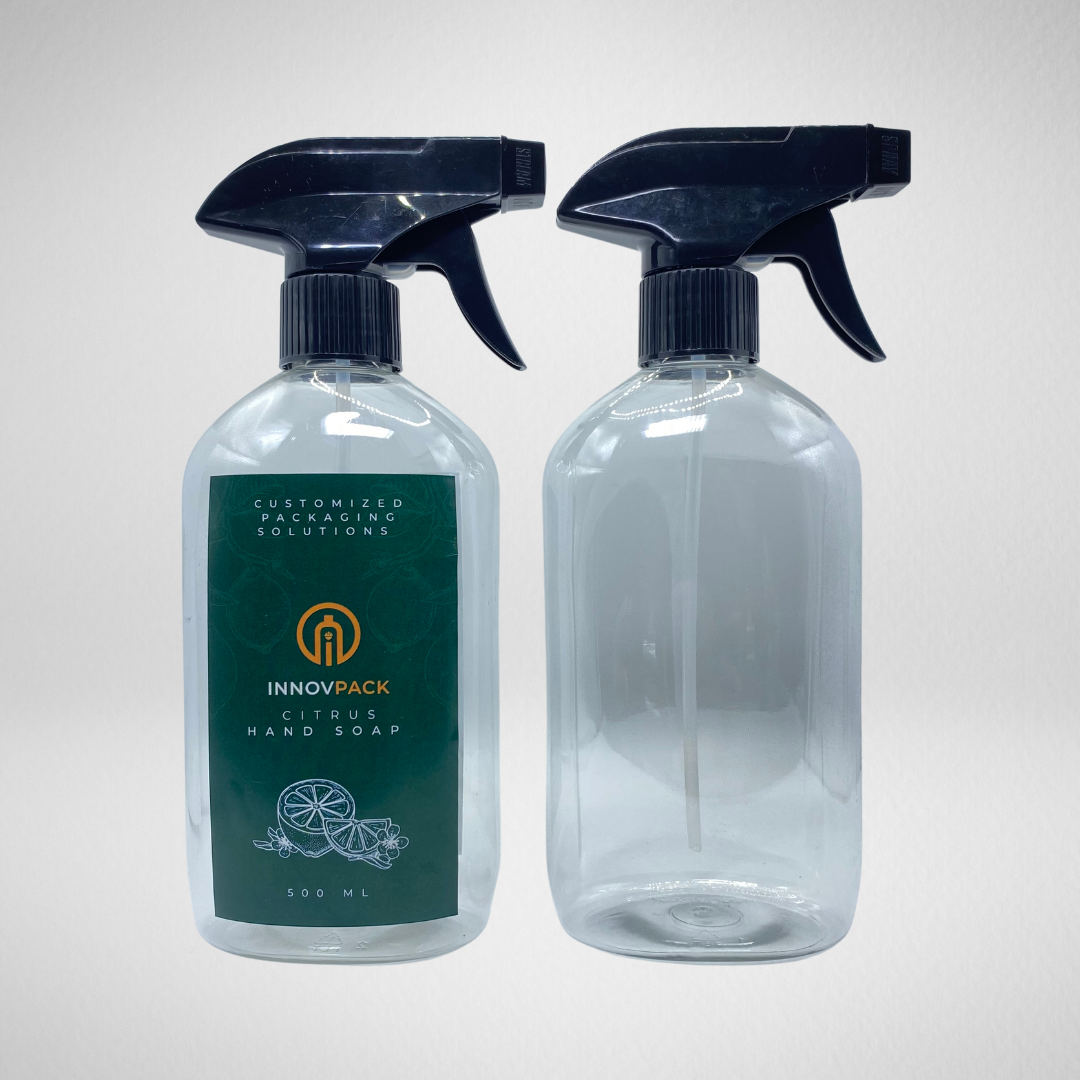 140 PCS 500ML OVAL CLEAR PET BOTTLE + BLACK REGULAR TRIGGER SPRAY Default Title