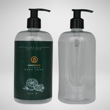 136 PCS 500ML BOSTON ROUND CLEAR PET BOTTLE + BLACK LOTION PUMP Default Title
