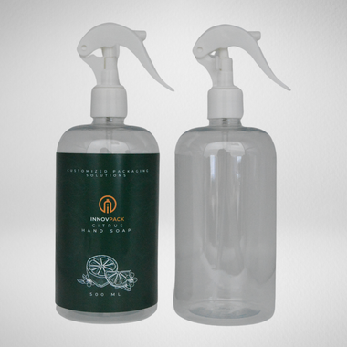 136 PCS 500ML BOSTON ROUND CLEAR PET BOTTLE + WHITE MINI TRIGGER SPRAY Default Title