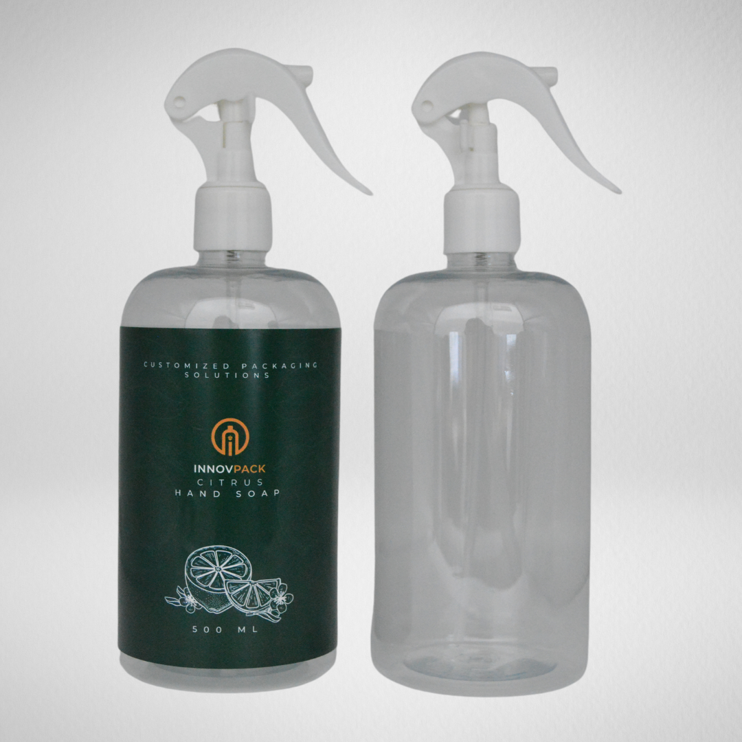 136 PCS 500ML BOSTON ROUND CLEAR PET BOTTLE + WHITE MINI TRIGGER SPRAY Default Title