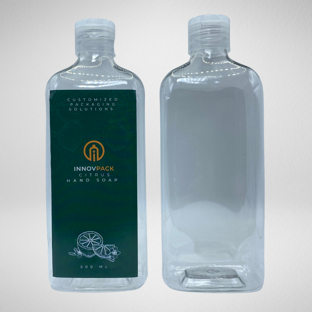 160 PCS 500ML RECTANGLE CLEAR PET BOTTLE + TRANSLUCENT FLIP TOP CAP Default Title
