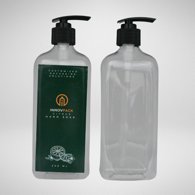 160 PCS 500ML RECTANGLE CLEAR PET BOTTLE + BLACK LOTION PUMP Default Title
