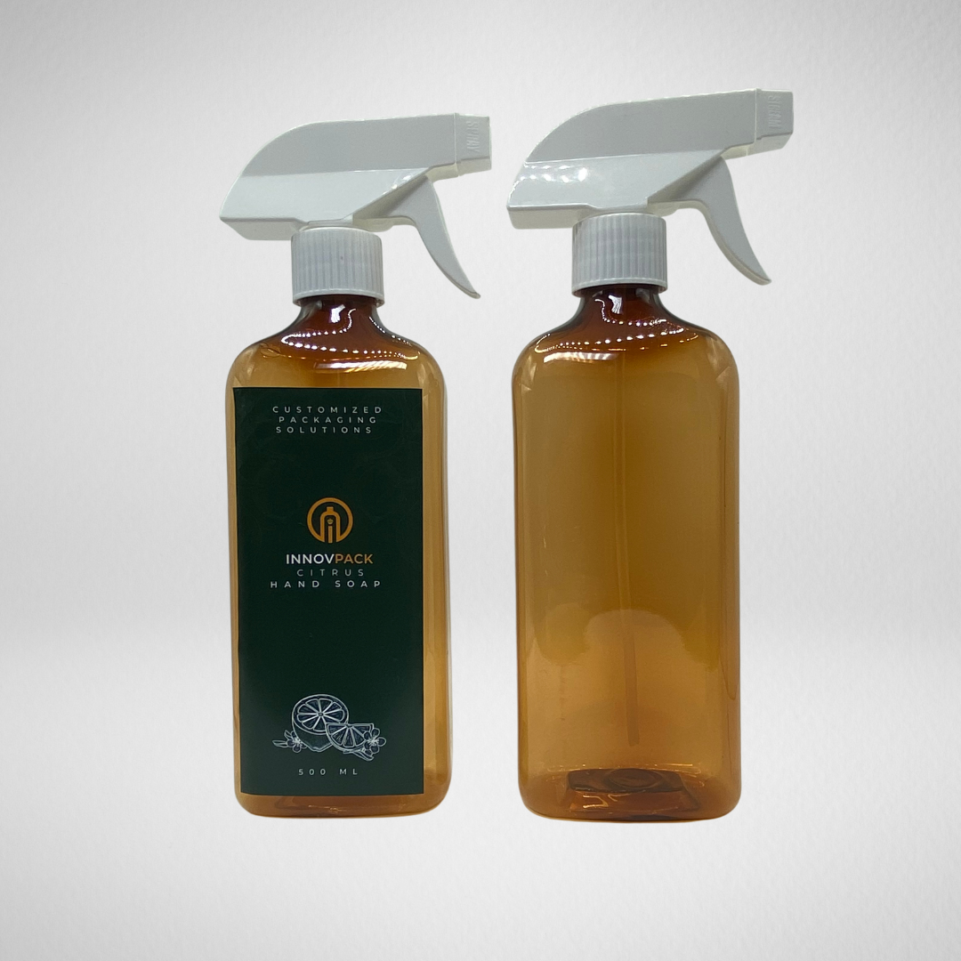 160 PCS 500ML RECTANGLE AMBER PET BOTTLE + WHITE REGULAR TRIGGER SPRAY Default Title