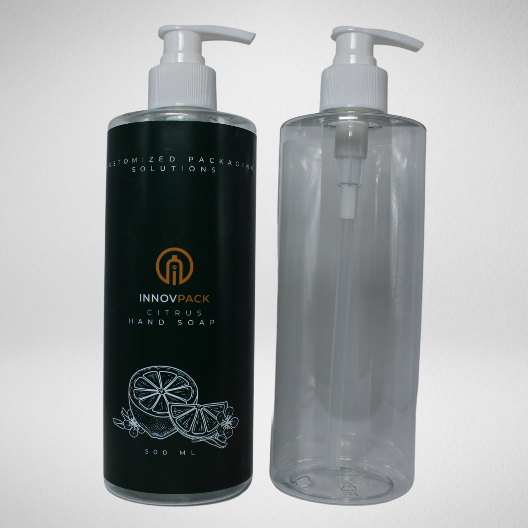 145 PCS 500ML CYLINDRICAL CLEAR PET BOTTLE + WHITE LOTION PUMP Default Title