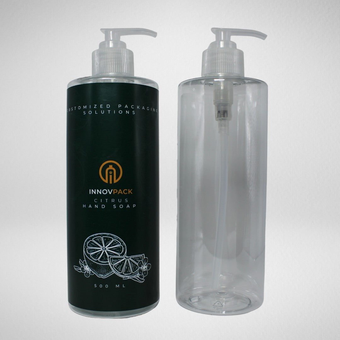 145 PCS 500ML CYLINDRICAL CLEAR PET BOTTLE + TRANSLUCENT LOTION PUMP Default Title
