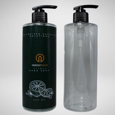 145 PCS 500ML CYLINDRICAL CLEAR PET BOTTLE + BLACK LOTION PUMP Default Title