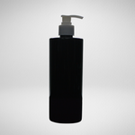145 PCS 500ML CYLINDRICAL BLACK PET BOTTLE + WHITE LOTION PUMP