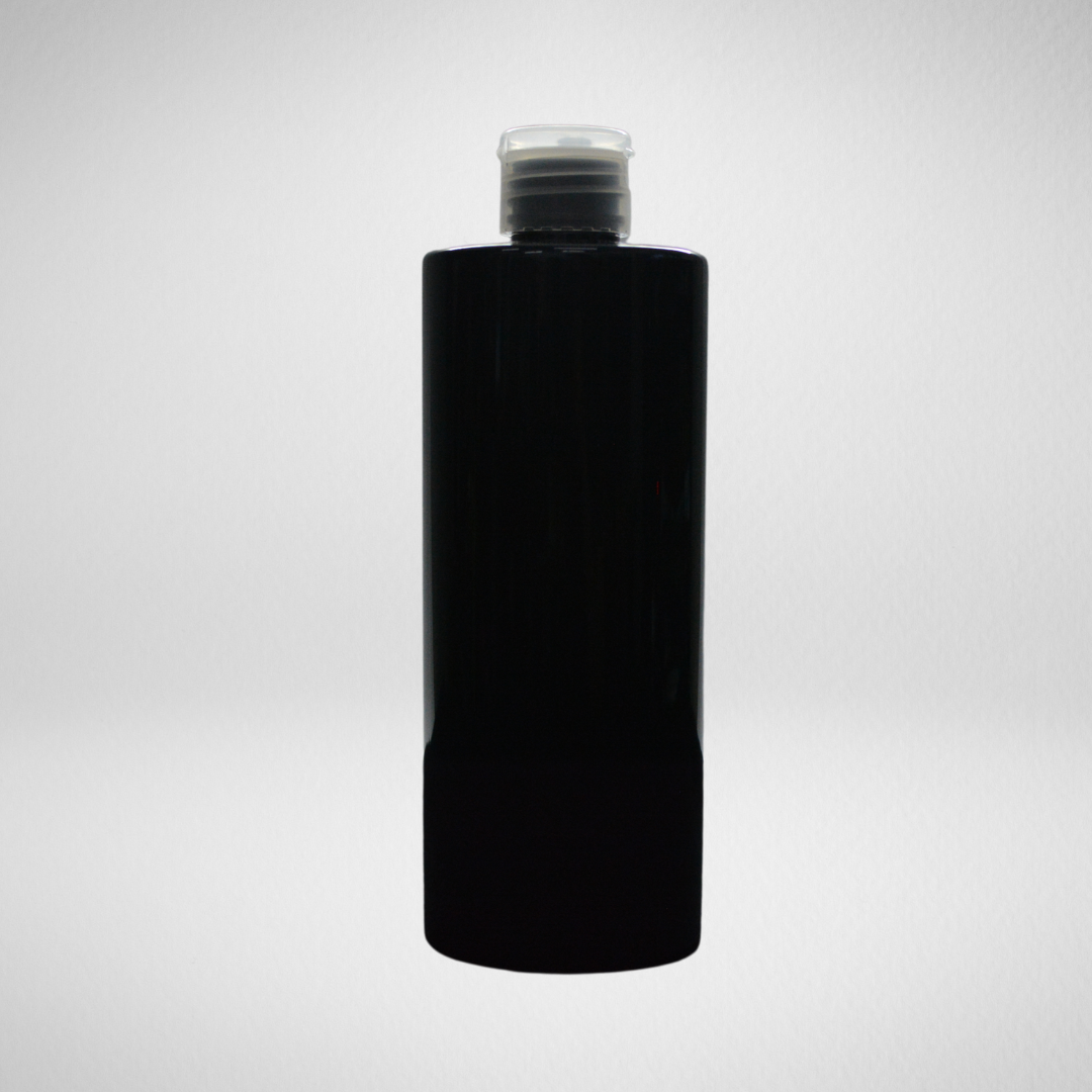 145 PCS 500ML CYLINDRICAL BLACK PET BOTTLE + TRANSLUCENT FLIP TOP CAP