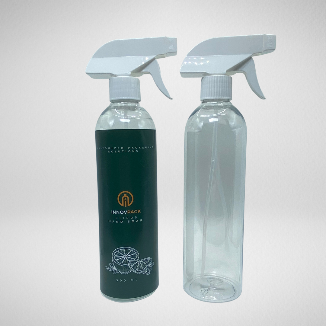 162 PCS 500ML COSMO ROUND CLEAR PET BOTTLE + WHITE REGULAR TRIGGER SPRAY Default Title