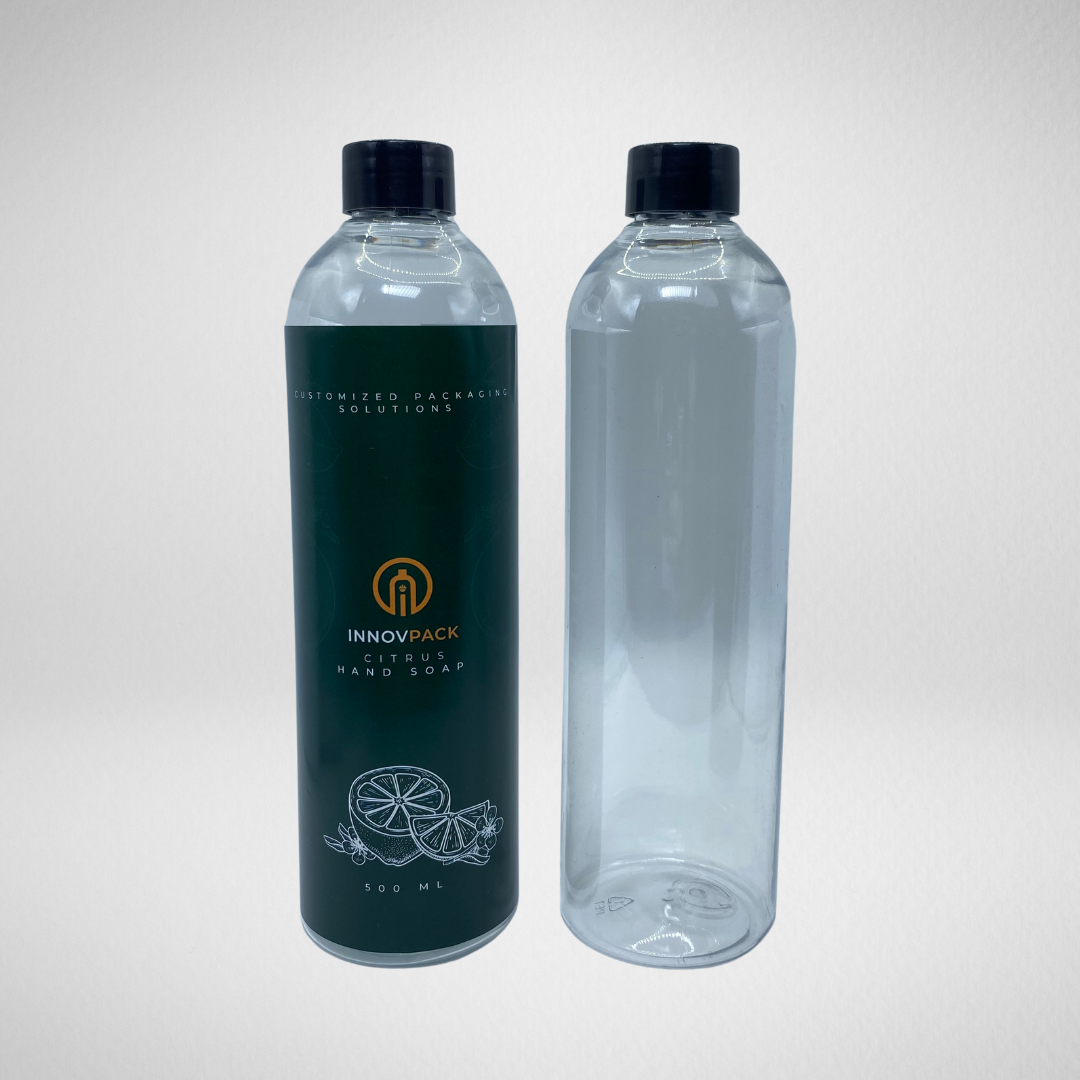 162 PCS 500ML COSMO ROUND CLEAR PET BOTTLE + BLACK SCREW CAP Default Title
