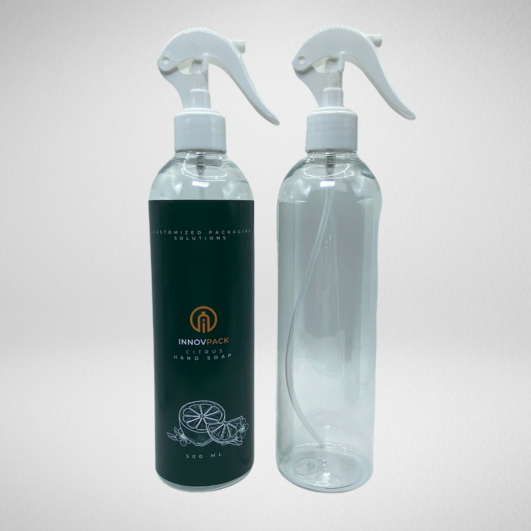 162 PCS 500ML COSMO ROUND CLEAR PET BOTTLE + WHITE MINI TRIGGER SPRAY Default Title