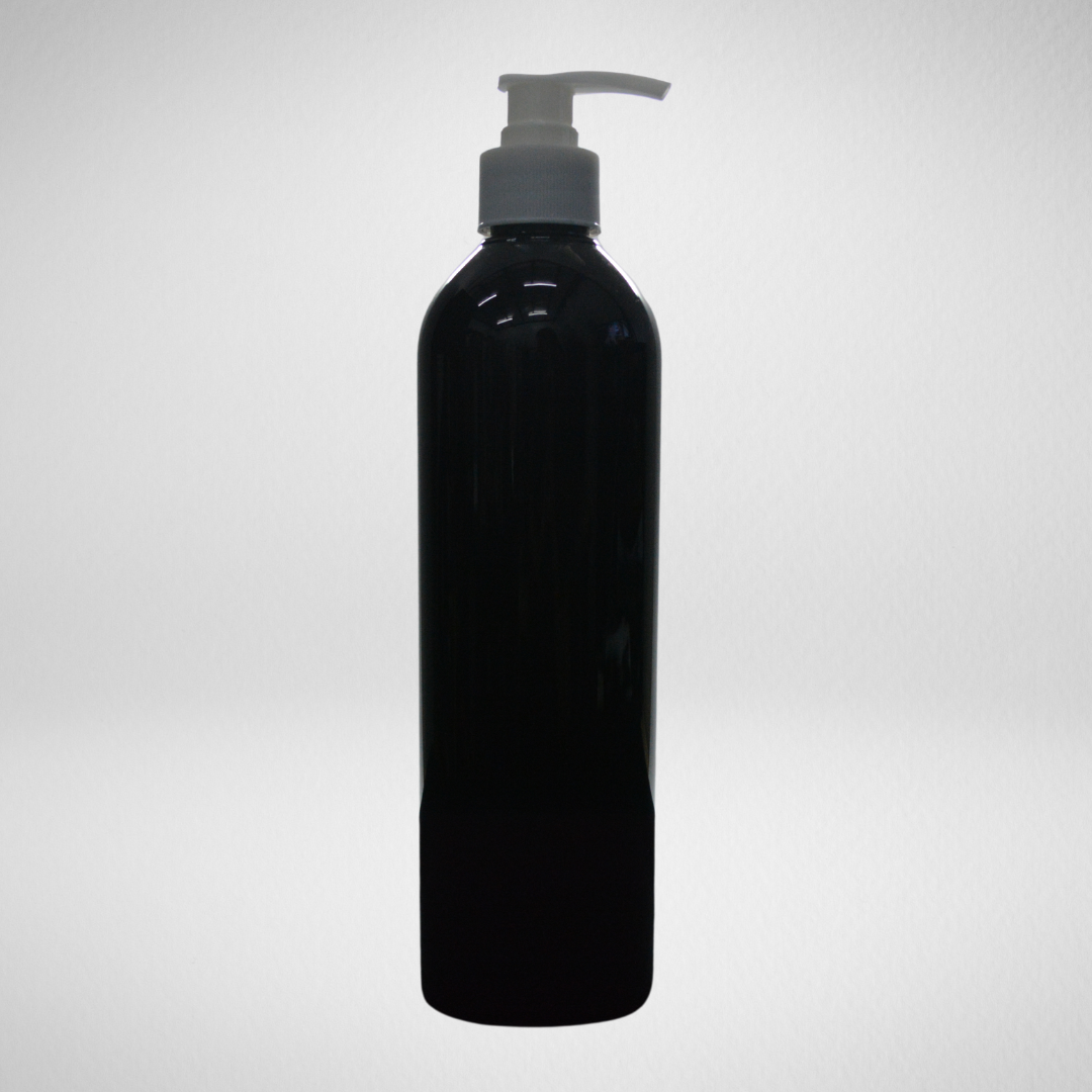 162 PCS 500ML COSMO ROUND BLACK PET BOTTLE + WHITE LOTION PUMP