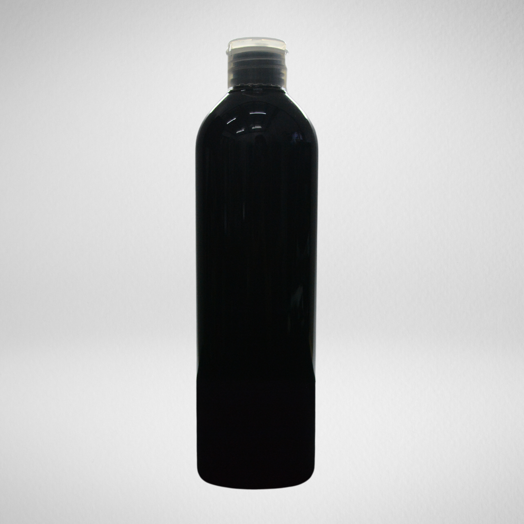 162 PCS 500ML COSMO ROUND BLACK PET BOTTLE + TRANSLUCENT FLIP TOP CAP