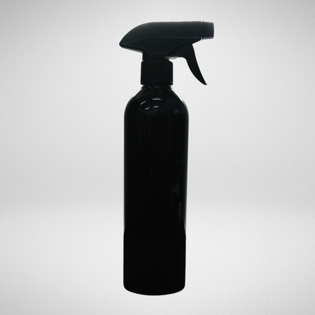 162 PCS 500ML COSMO ROUND BLACK PET BOTTLE + BLACK REGULAR TRIGGER SPRAY